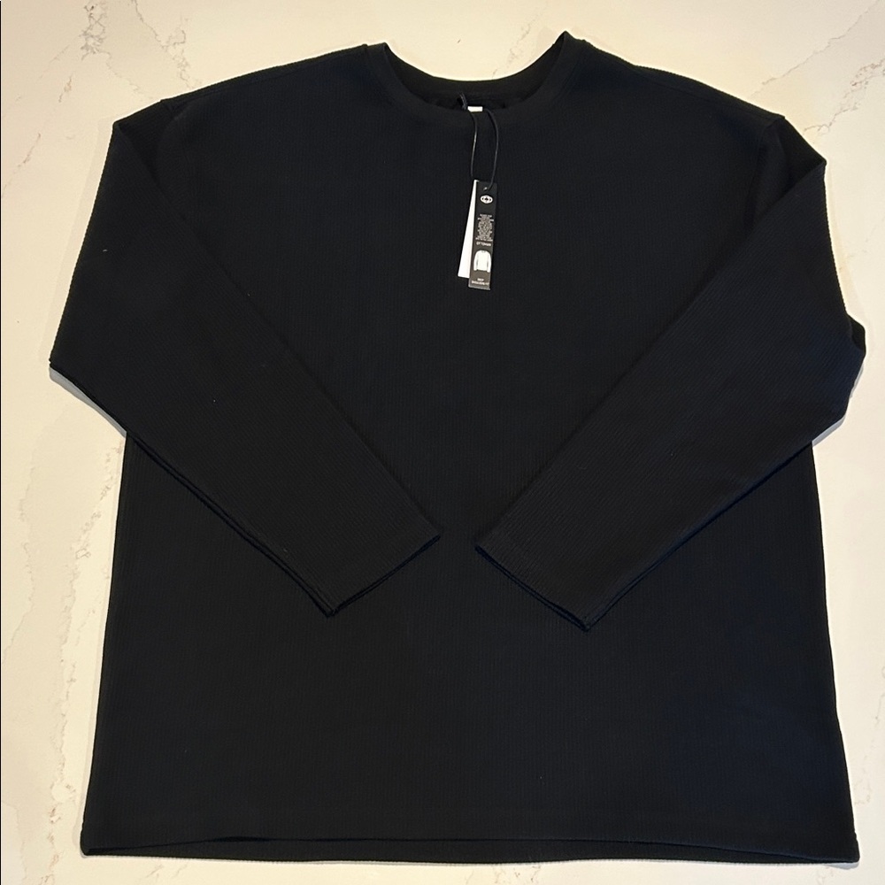 NWT Core collective Black Long Sleeve Ribbed Top Size Large